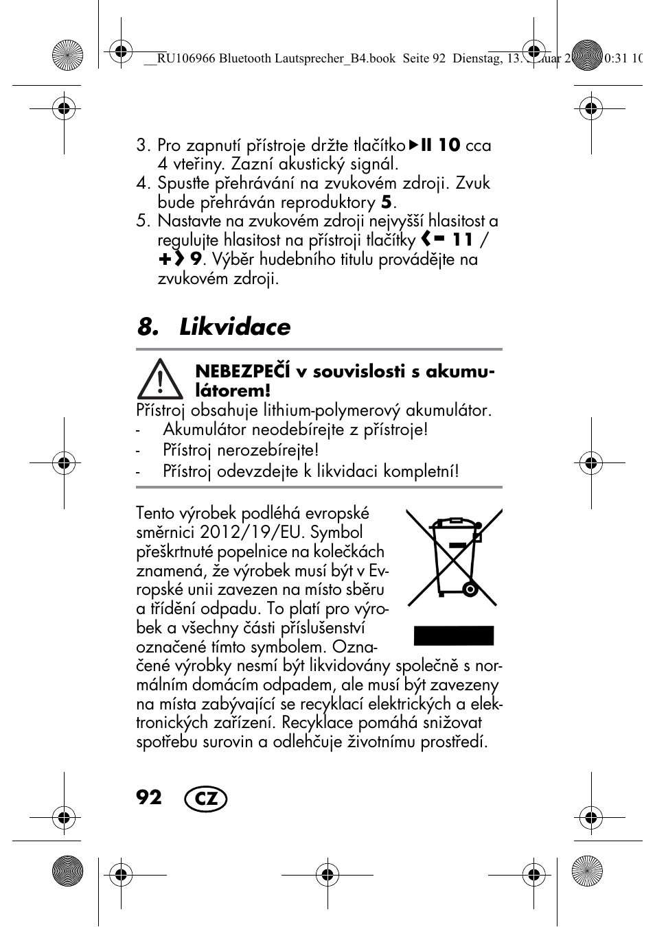 Likvidace | Silvercrest SBL 44 A1 User Manual | Page 94 / 142