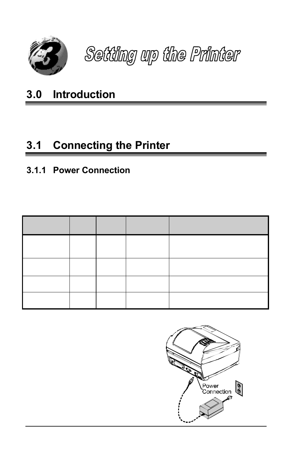 0 introduction, 1 connecting the printer, 1 power connection | Datamax E-Class E-4304 User Manual | Page 17 / 80