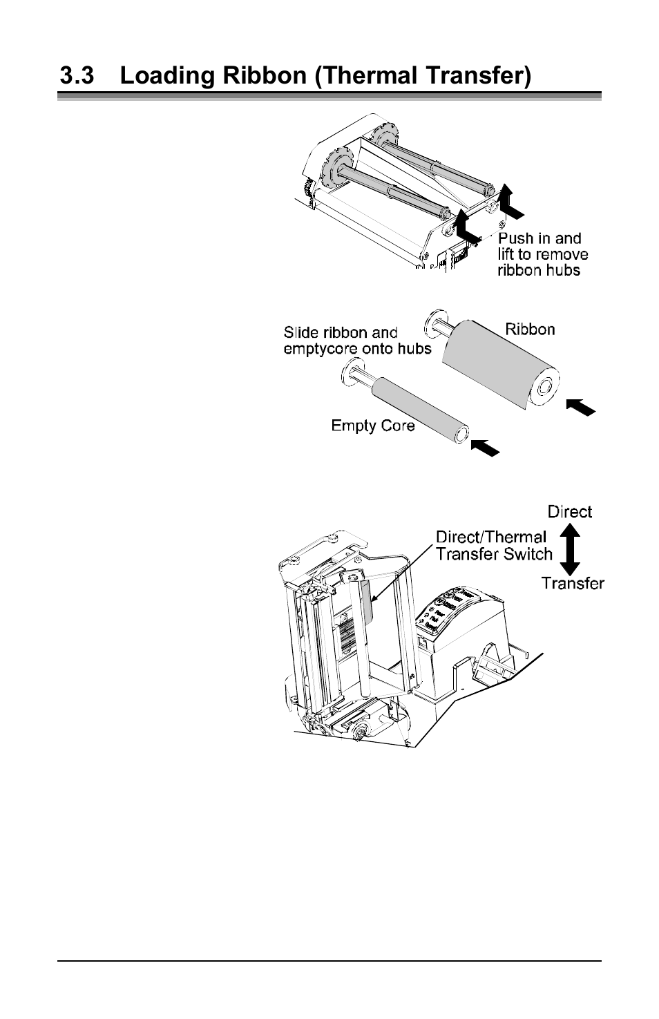 3 loading ribbon (thermal transfer) | Datamax E-Class E-4304 User Manual | Page 21 / 80