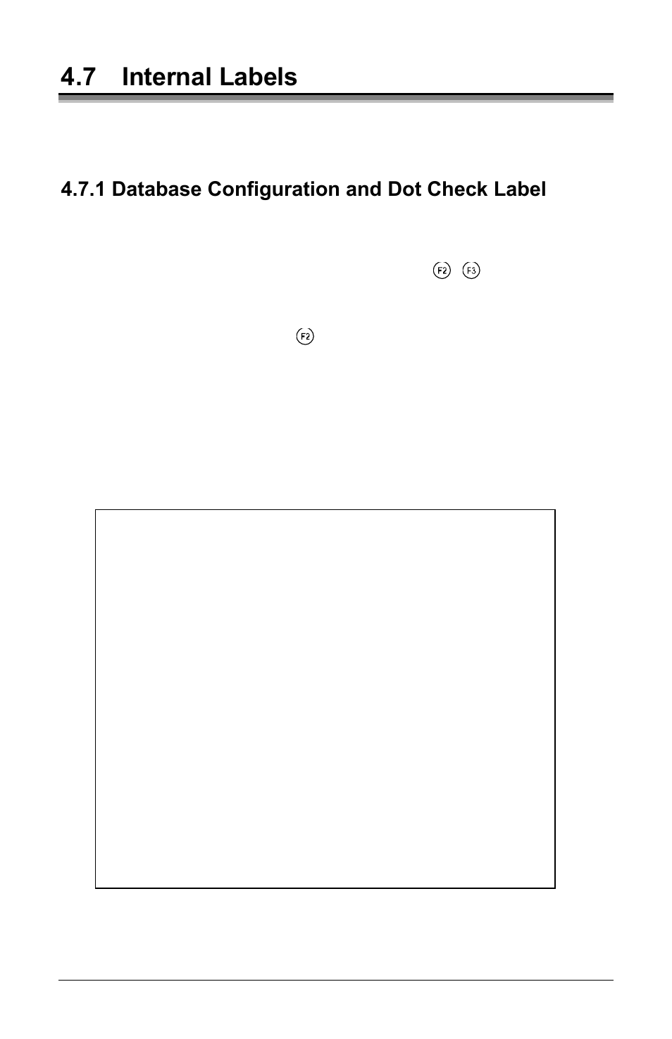 7 internal labels, 1 database configuration and dot check label | Datamax E-Class E-4304 User Manual | Page 44 / 80