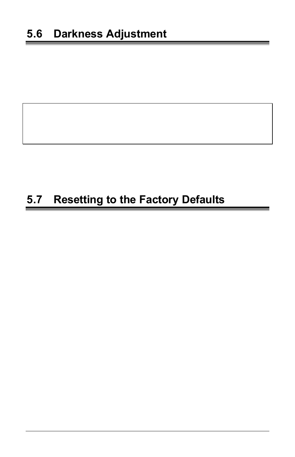 6 darkness adjustment, 7 resetting to the factory defaults | Datamax E-Class E-4304 User Manual | Page 54 / 80