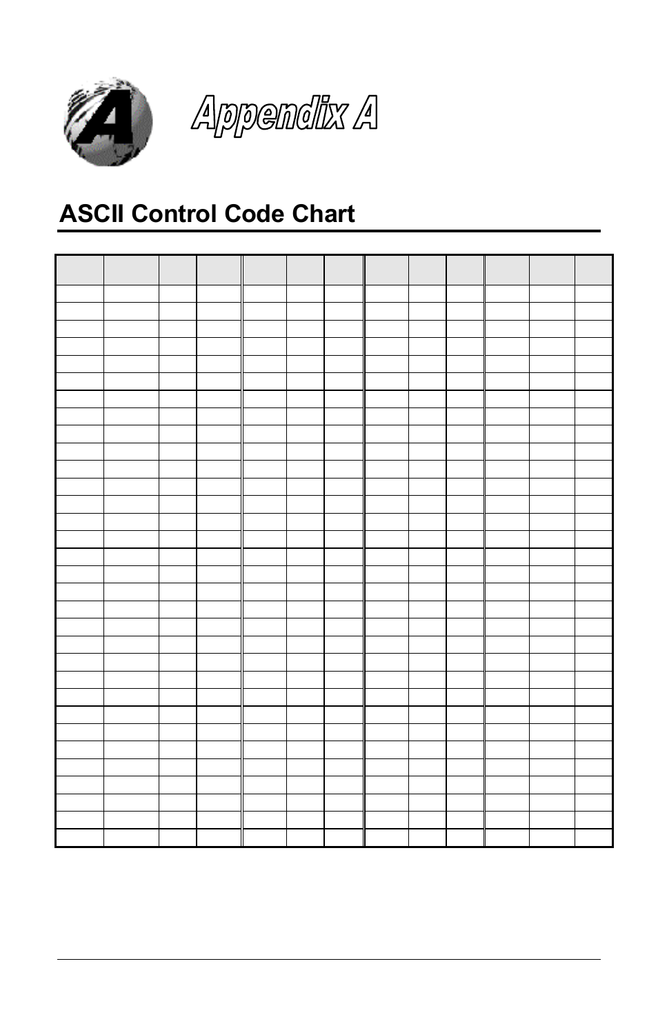 Ascii control code chart | Datamax E-Class E-4304 User Manual | Page 65 / 80