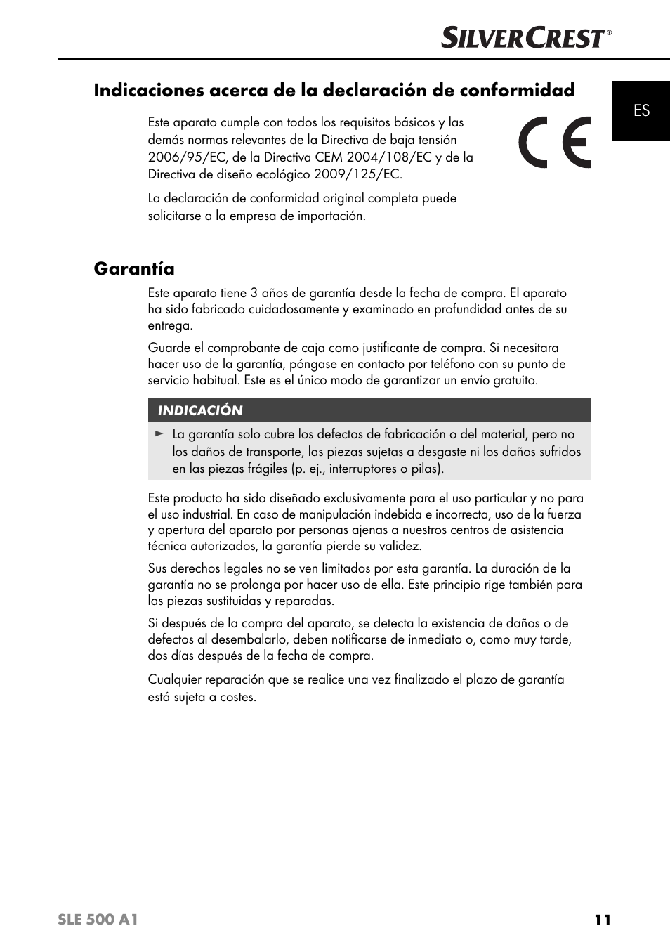 Garantía | Silvercrest SLE 500 A1 User Manual | Page 14 / 52