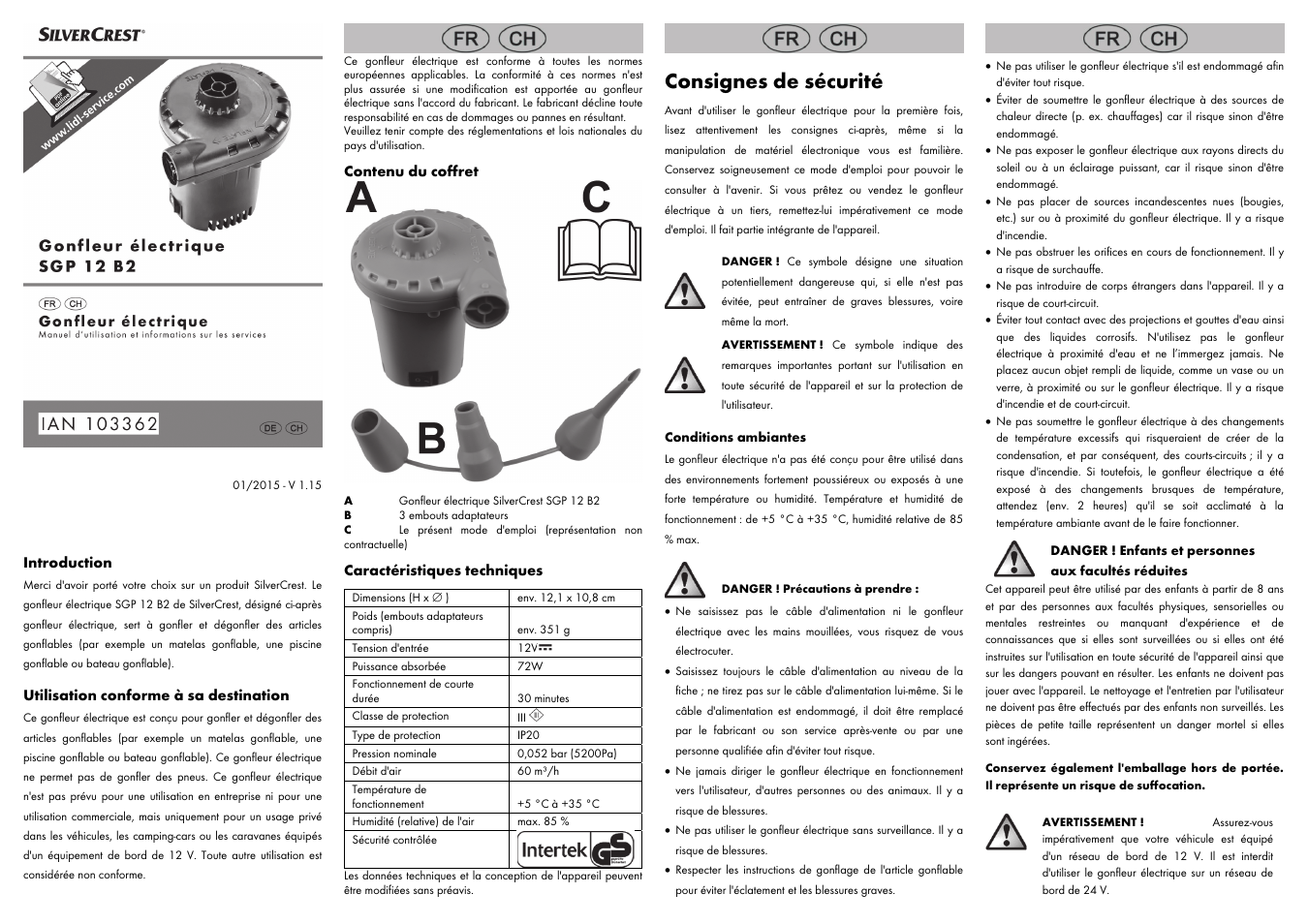 Consignes de sécurité | Silvercrest SGP 12 B2 User Manual | Page 3 / 8