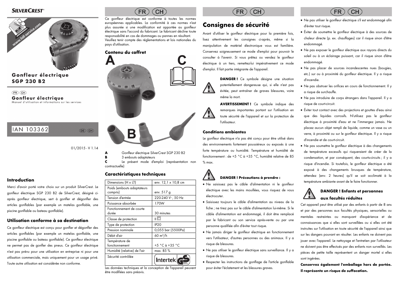 Consignes de sécurité | Silvercrest SGP 230 B2 User Manual | Page 3 / 8