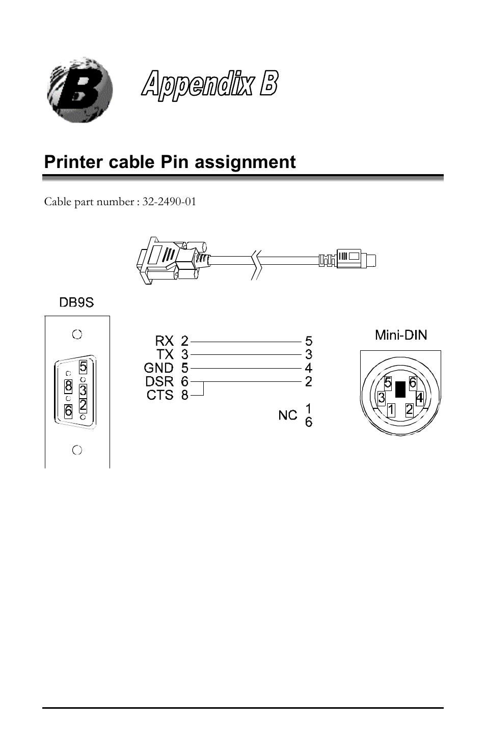 Printer cable pin assignment | Datamax E-3202 User Manual | Page 55 / 62