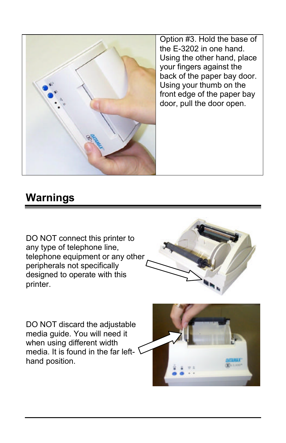 Warnings | Datamax E-3202 User Manual | Page 58 / 62