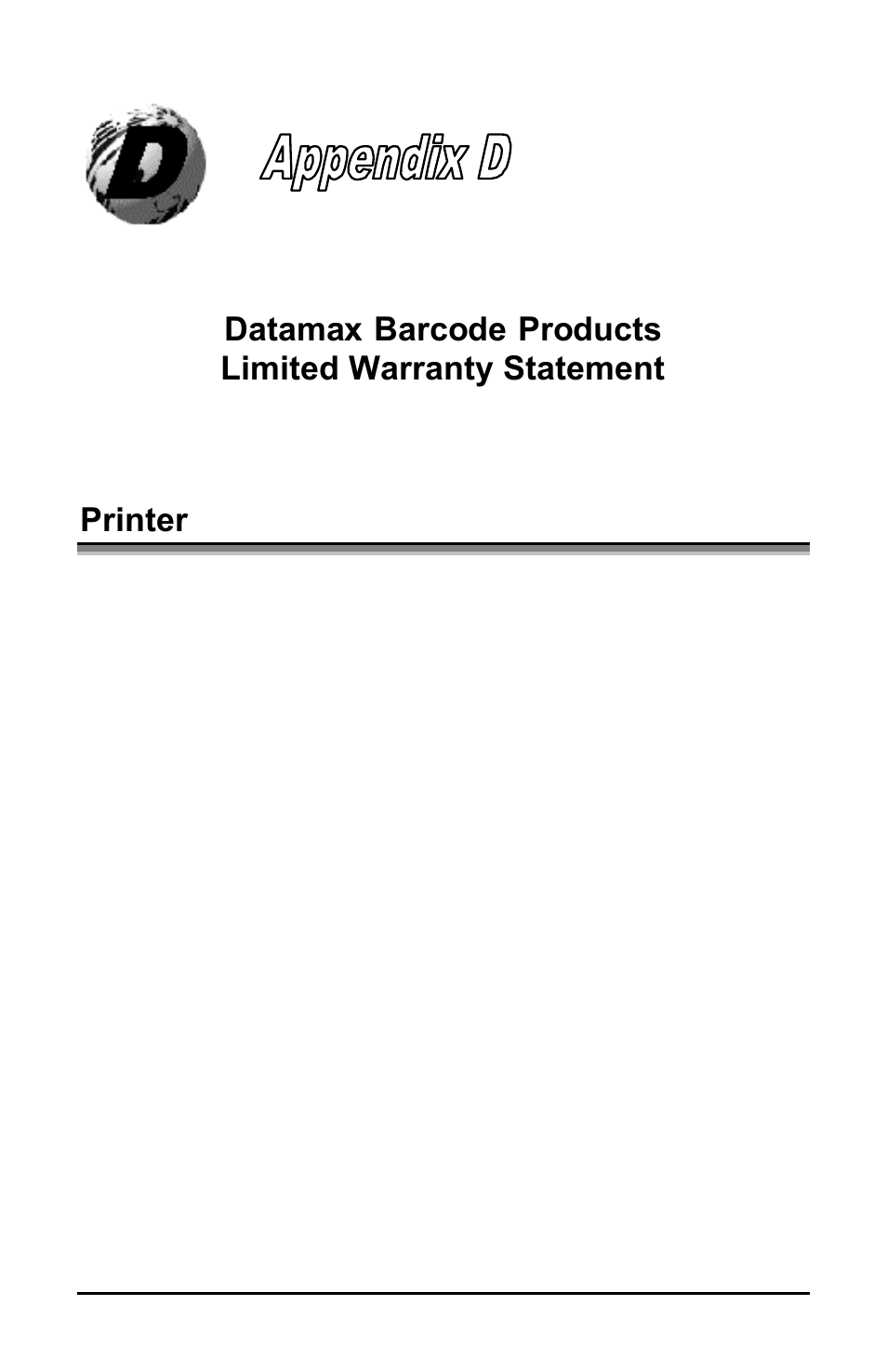 E-3202/cash drawer printer, Printer | Datamax E-3202 User Manual | Page 59 / 62