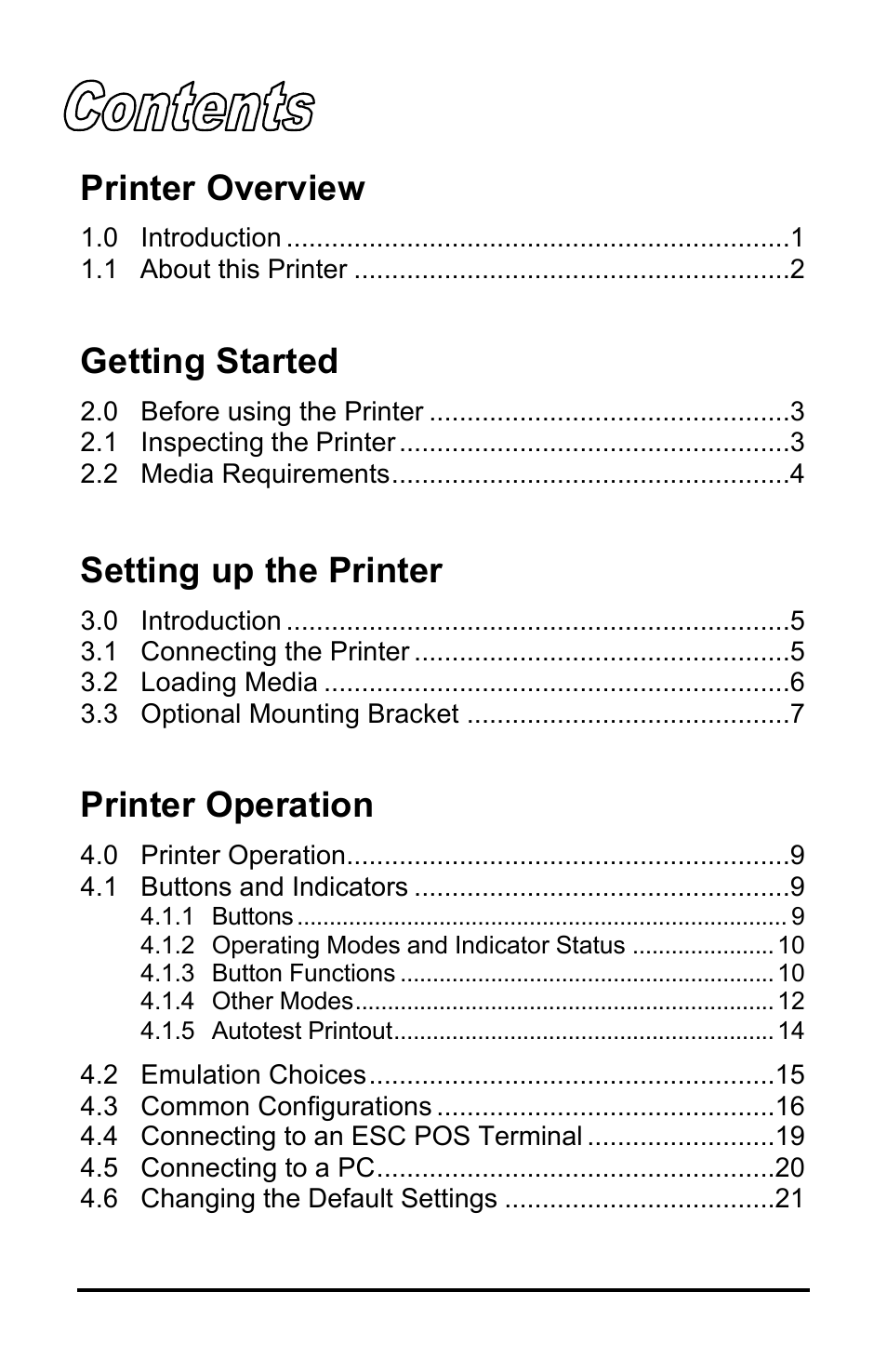 Printer overview, Getting started, Setting up the printer | Printer operation | Datamax E-3202 User Manual | Page 7 / 62