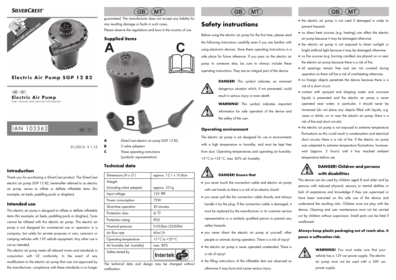 Safety instructions | Silvercrest SGP 12 B2 User Manual | Page 5 / 8