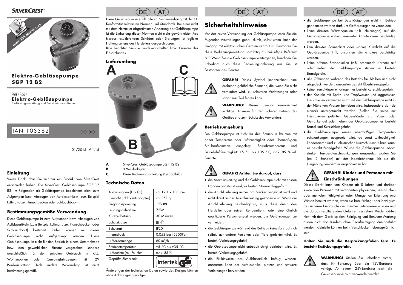 Sicherheitshinweise | Silvercrest SGP 12 B2 User Manual | Page 7 / 8