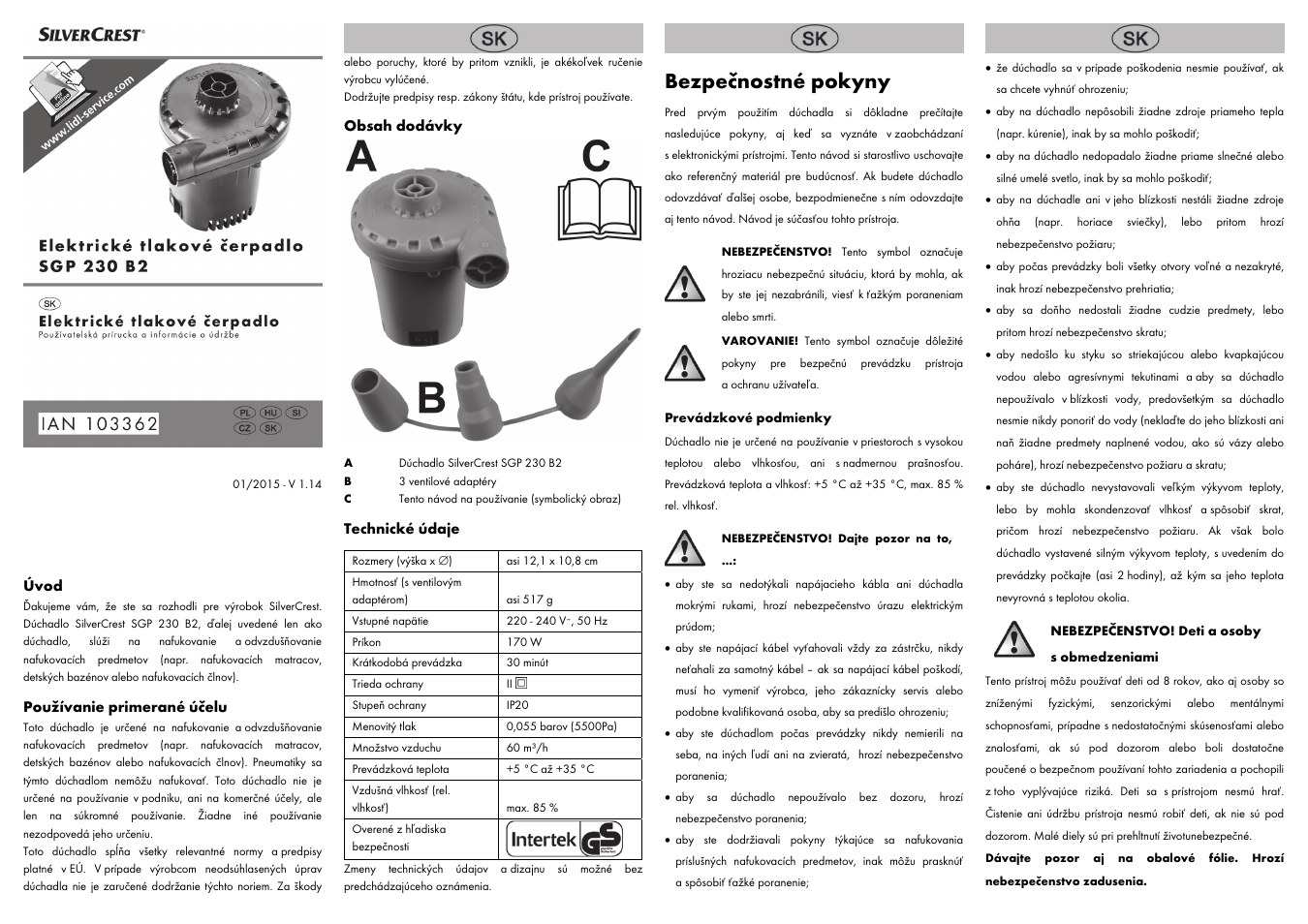 Bezpečnostné pokyny | Silvercrest SGP 230 B2 User Manual | Page 11 / 14