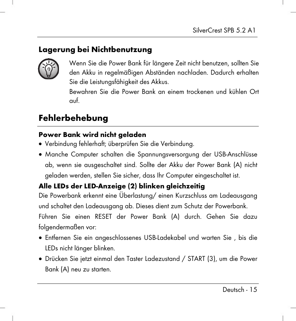 Fehlerbehebung | Silvercrest SPB 5.2 A1 User Manual | Page 17 / 76