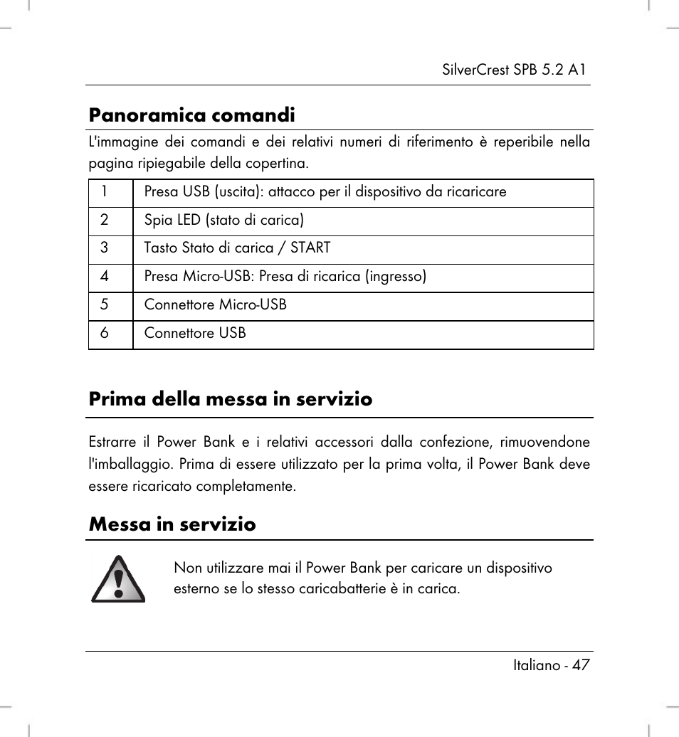 Panoramica comandi, Prima della messa in servizio, Messa in servizio | Silvercrest SPB 5.2 A1 User Manual | Page 49 / 76