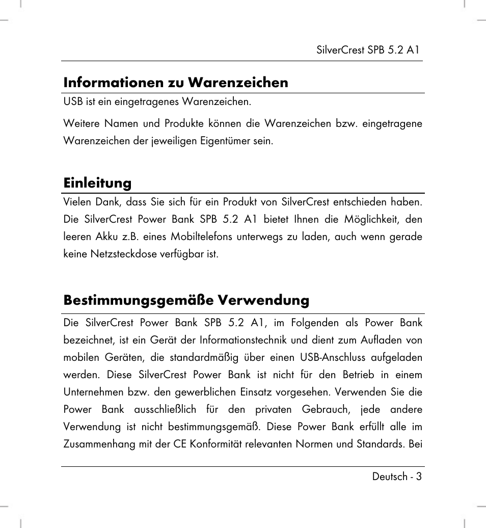 Informationen zu warenzeichen, Einleitung, Bestimmungsgemäße verwendung | Silvercrest SPB 5.2 A1 User Manual | Page 5 / 76