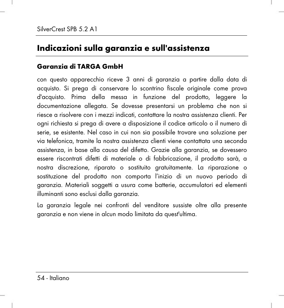 Indicazioni sulla garanzia e sull'assistenza | Silvercrest SPB 5.2 A1 User Manual | Page 56 / 76