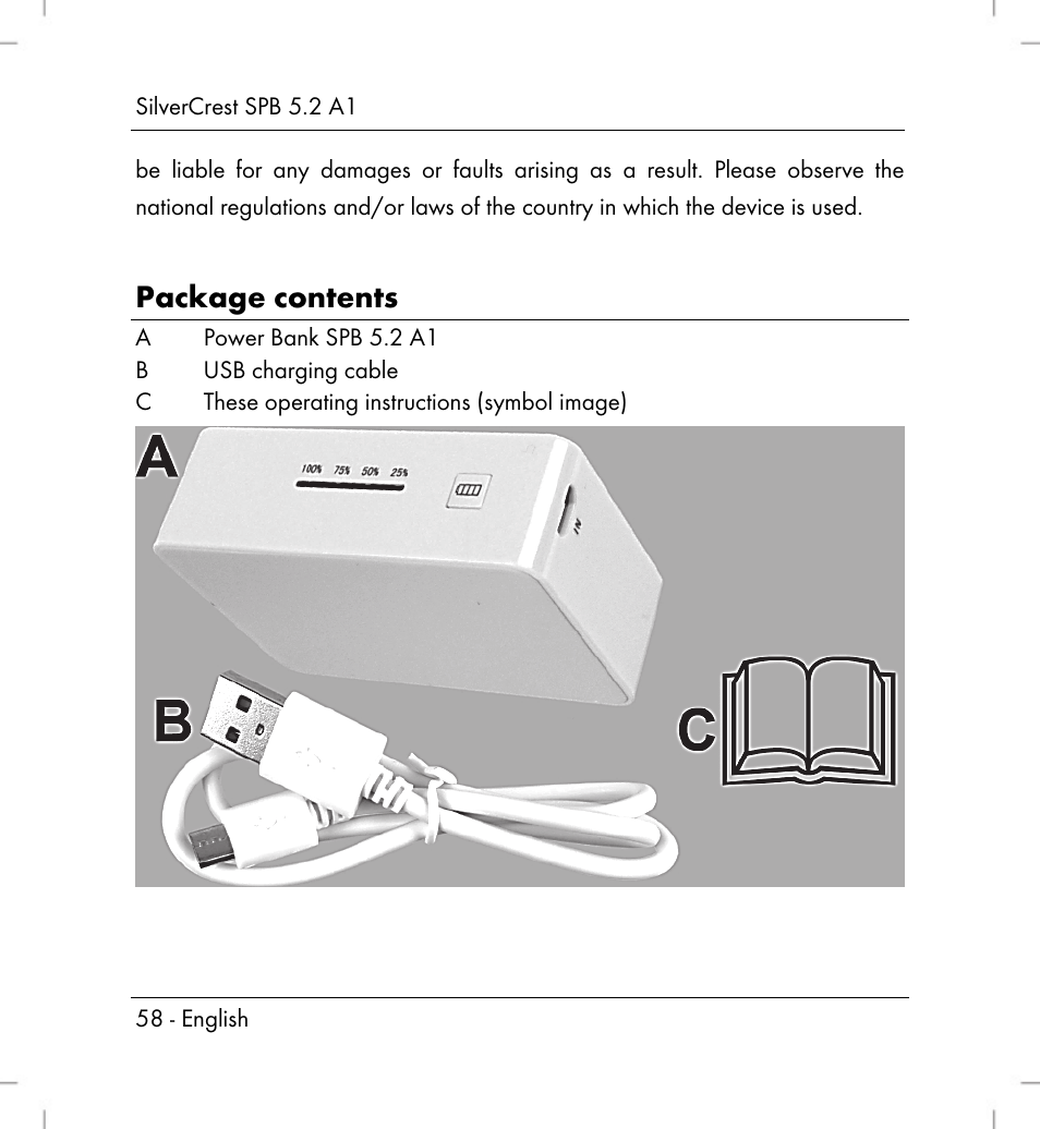 Package contents | Silvercrest SPB 5.2 A1 User Manual | Page 60 / 76