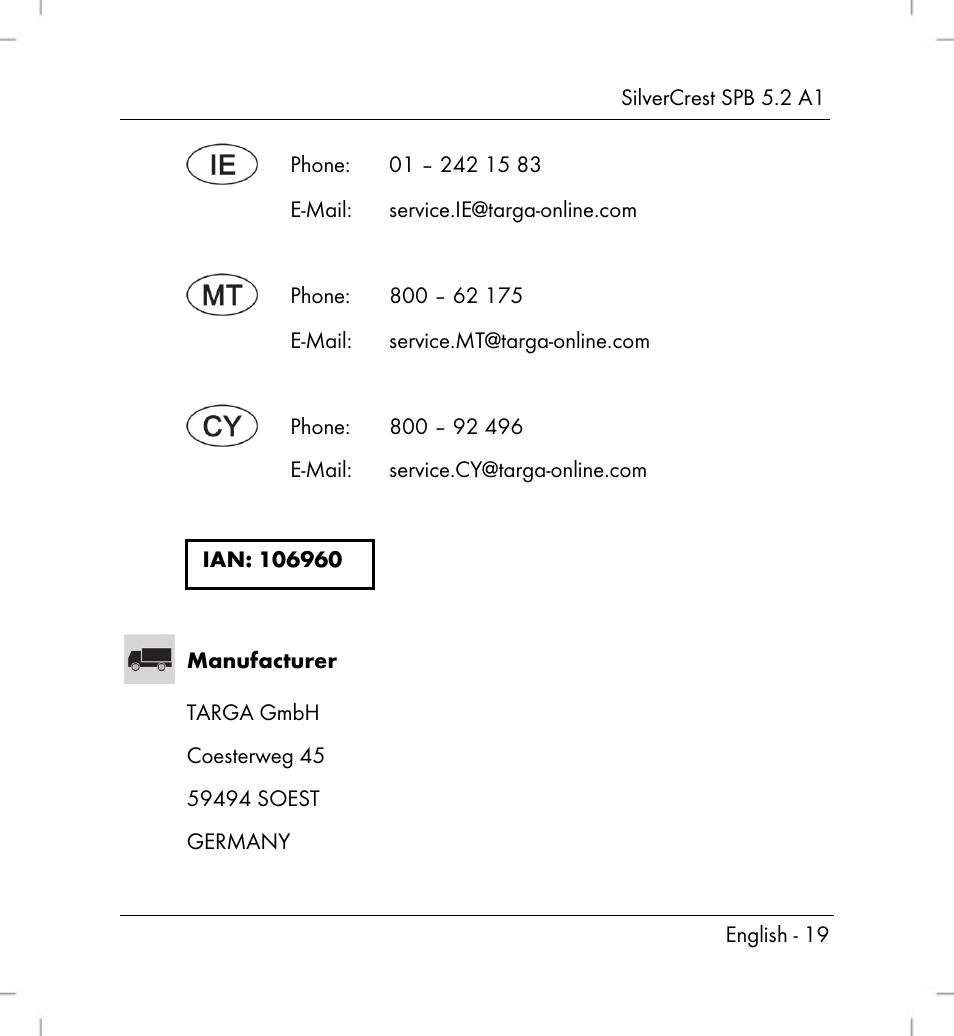 Silvercrest SPB 5.2 A1 User Manual | Page 21 / 108