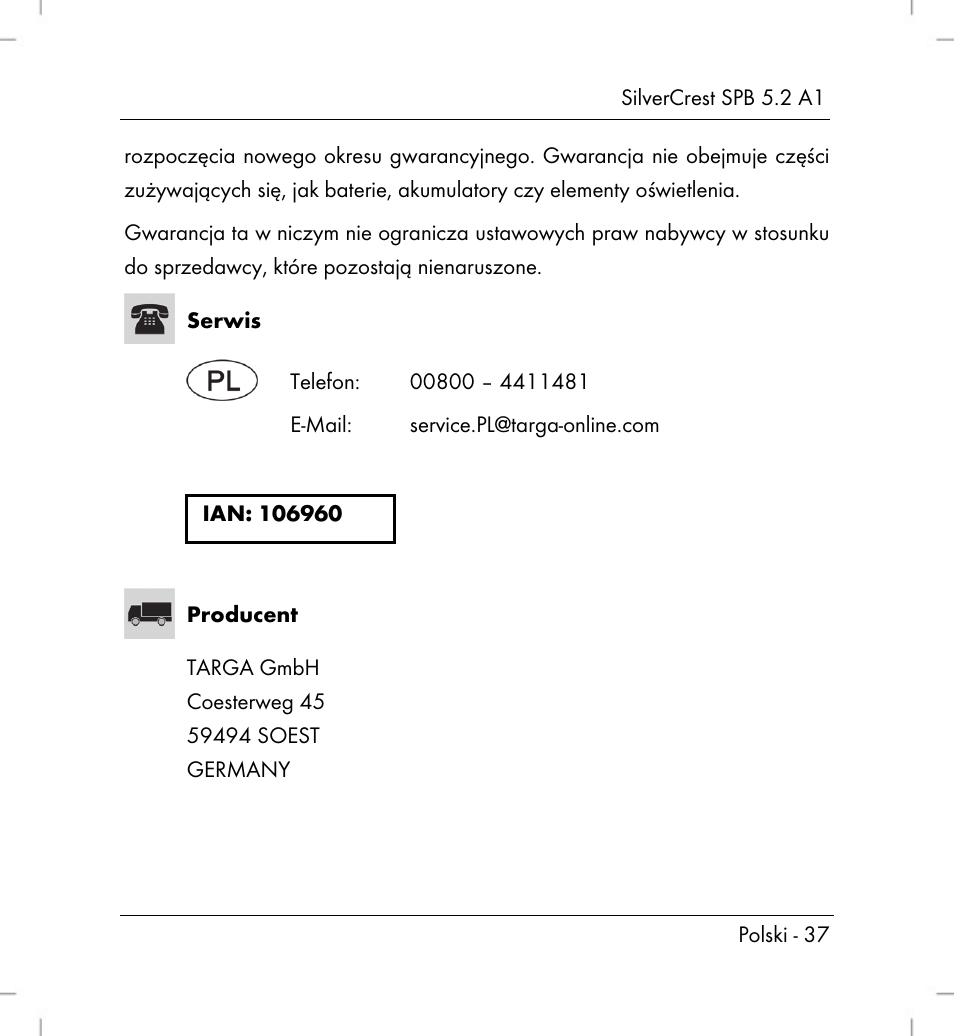 Silvercrest SPB 5.2 A1 User Manual | Page 39 / 108