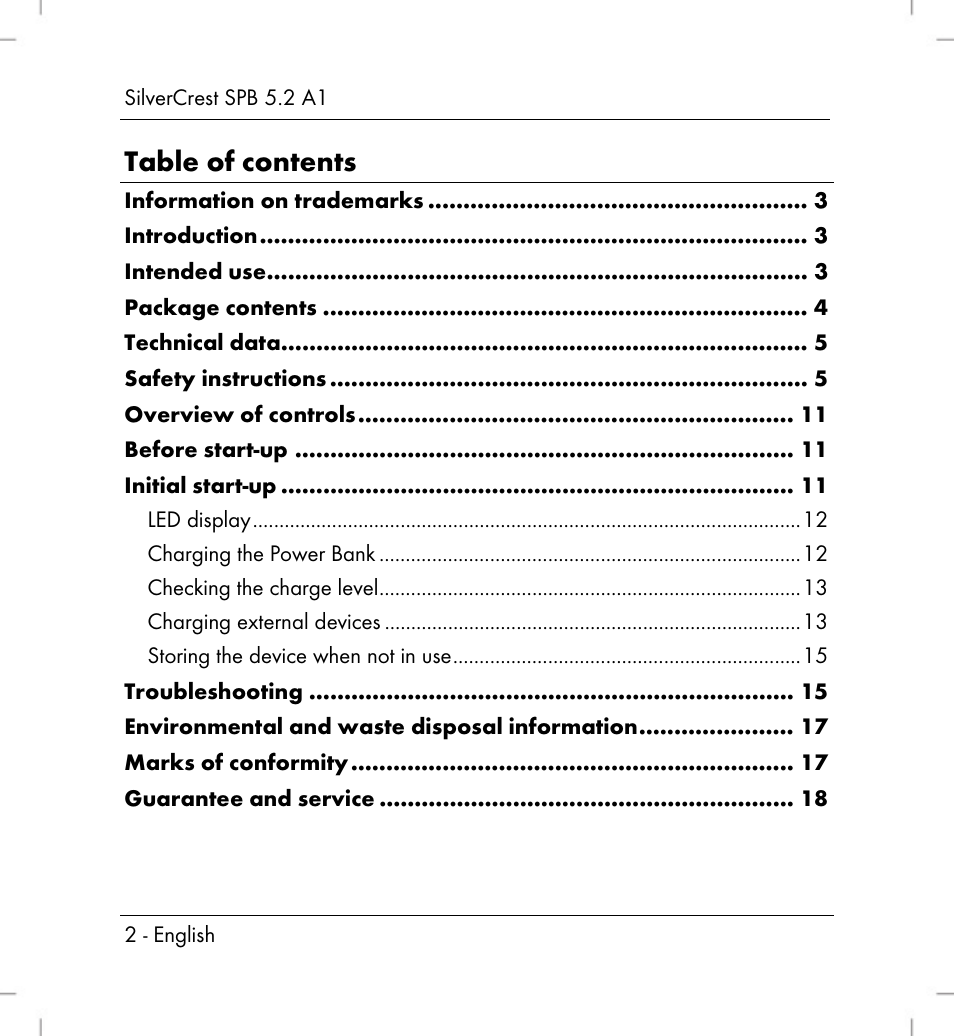 Silvercrest SPB 5.2 A1 User Manual | Page 4 / 108