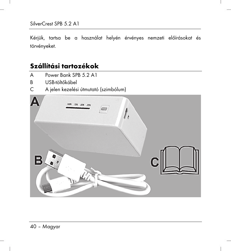 Szállítási tartozékok | Silvercrest SPB 5.2 A1 User Manual | Page 42 / 108