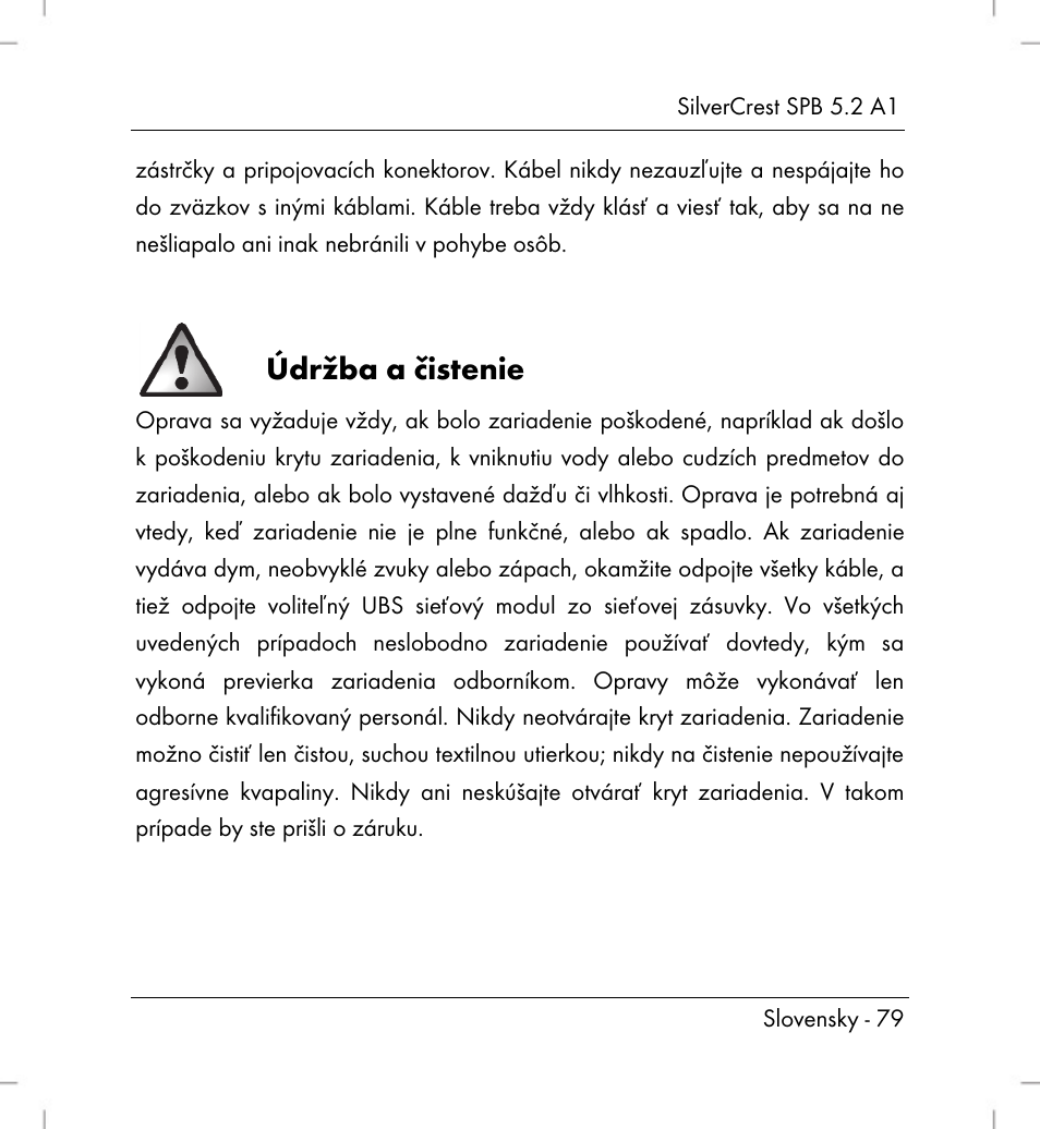 Údržba a čistenie | Silvercrest SPB 5.2 A1 User Manual | Page 81 / 108