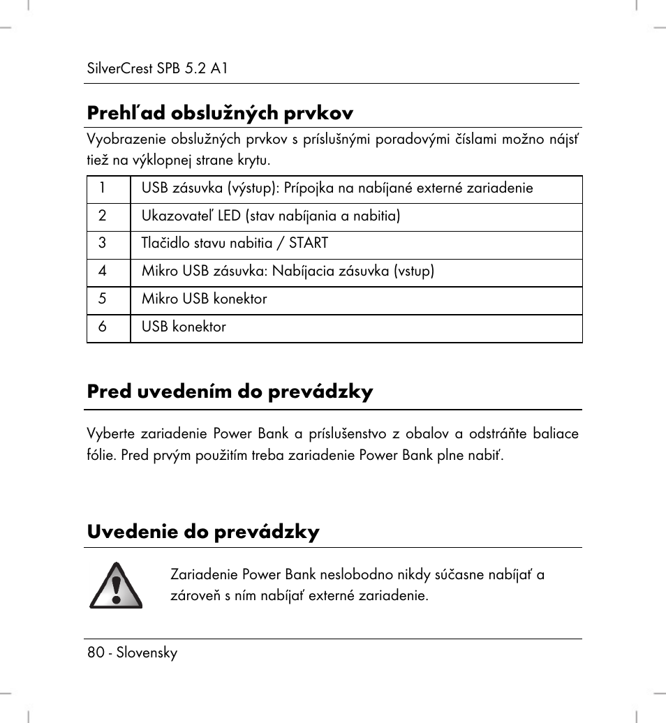 Prehľad obslužných prvkov, Pred uvedením do prevádzky, Uvedenie do prevádzky | Silvercrest SPB 5.2 A1 User Manual | Page 82 / 108