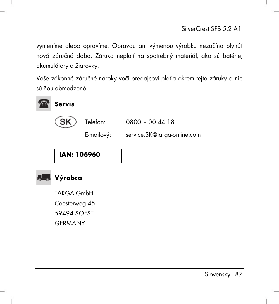 Silvercrest SPB 5.2 A1 User Manual | Page 89 / 108