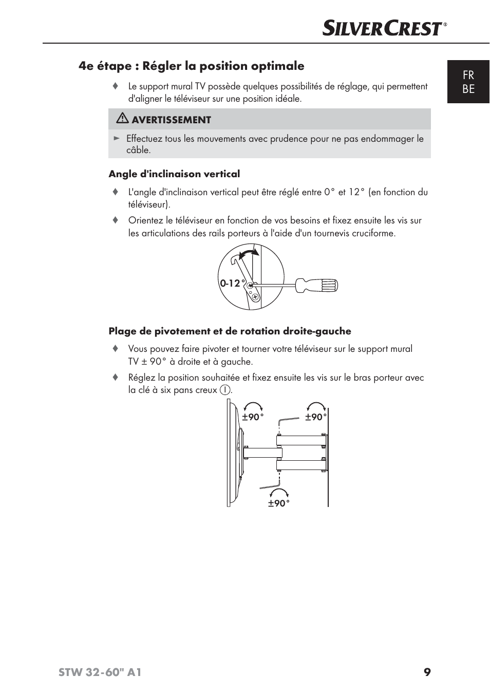 Fr be, 4e étape : régler la position optimale | Silvercrest STW 32 - 60 A1 User Manual | Page 11 / 38