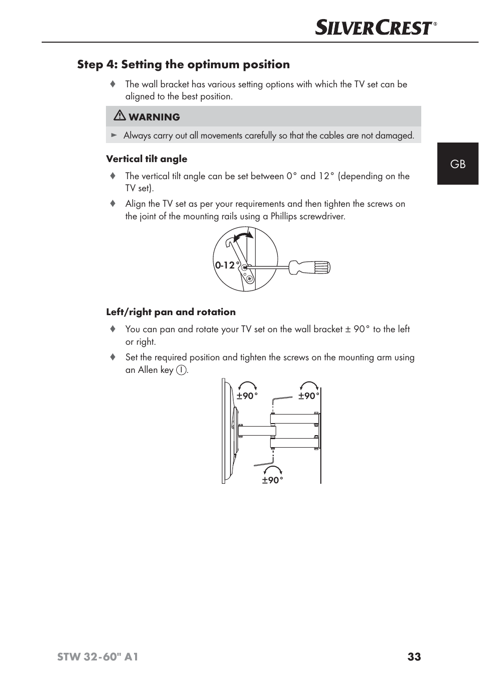 Step 4: setting the optimum position | Silvercrest STW 32 - 60 A1 User Manual | Page 35 / 38