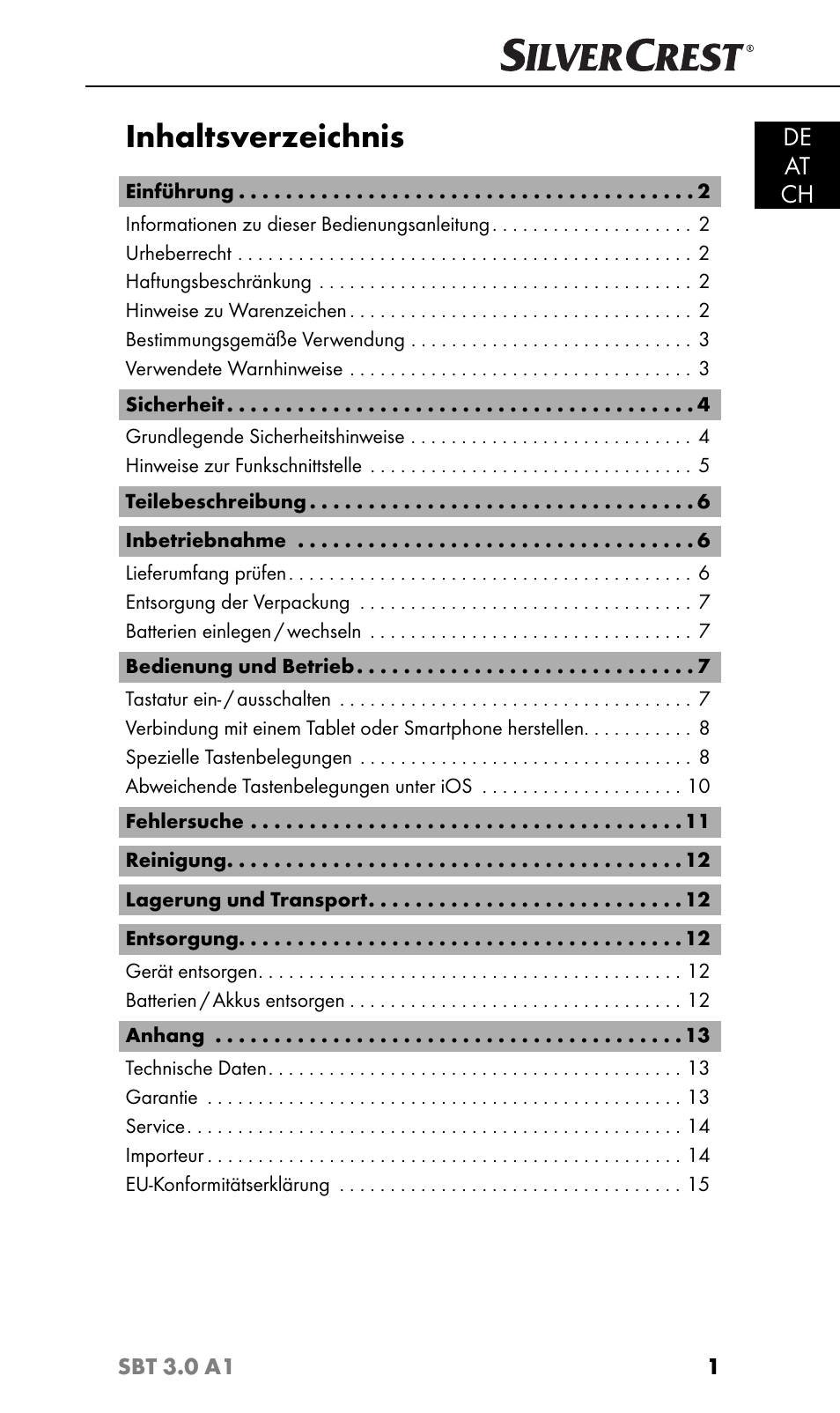 Silvercrest SBT 3.0 A1 User Manual | Page 4 / 67