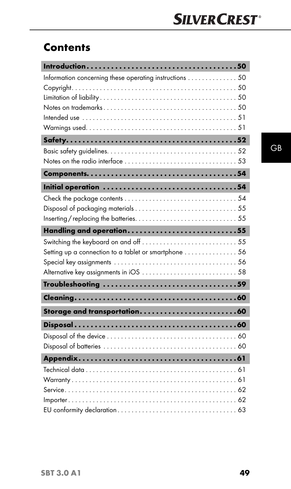 Silvercrest SBT 3.0 A1 User Manual | Page 52 / 67