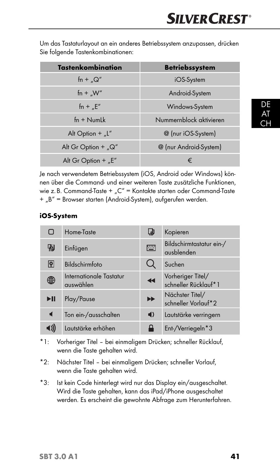 De at ch | Silvercrest SBT 3.0 A1 User Manual | Page 44 / 51