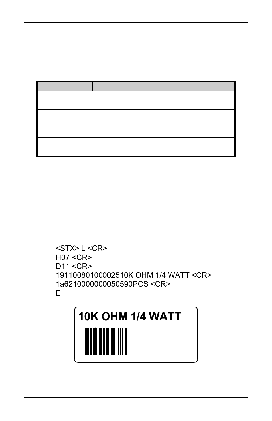10k ohm 1/4 watt, 6 programming examples | Datamax Allegro 2 User Manual | Page 36 / 115