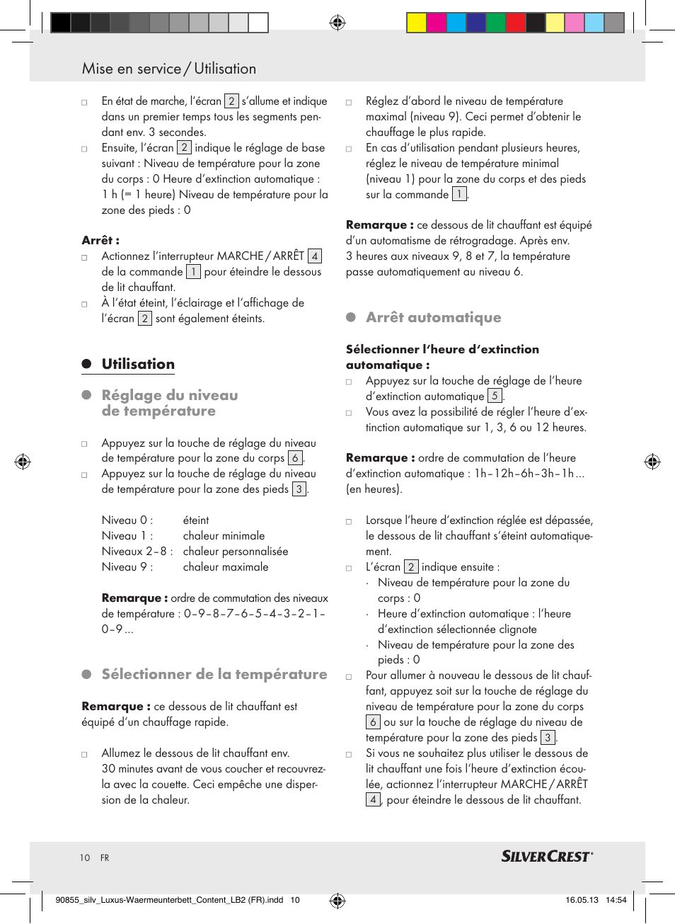Mise en service / utilisation, Utilisation réglage du niveau de température, Sélectionner de la température | Arrêt automatique | Silvercrest SLUB 85 A1 User Manual | Page 10 / 29