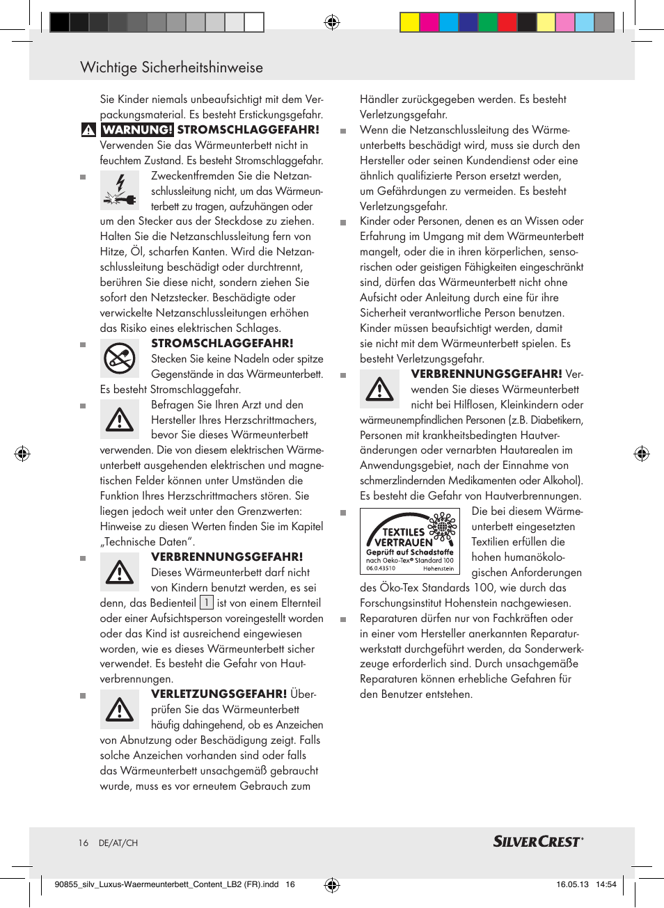 Wichtige sicherheitshinweise | Silvercrest SLUB 85 A1 User Manual | Page 16 / 29