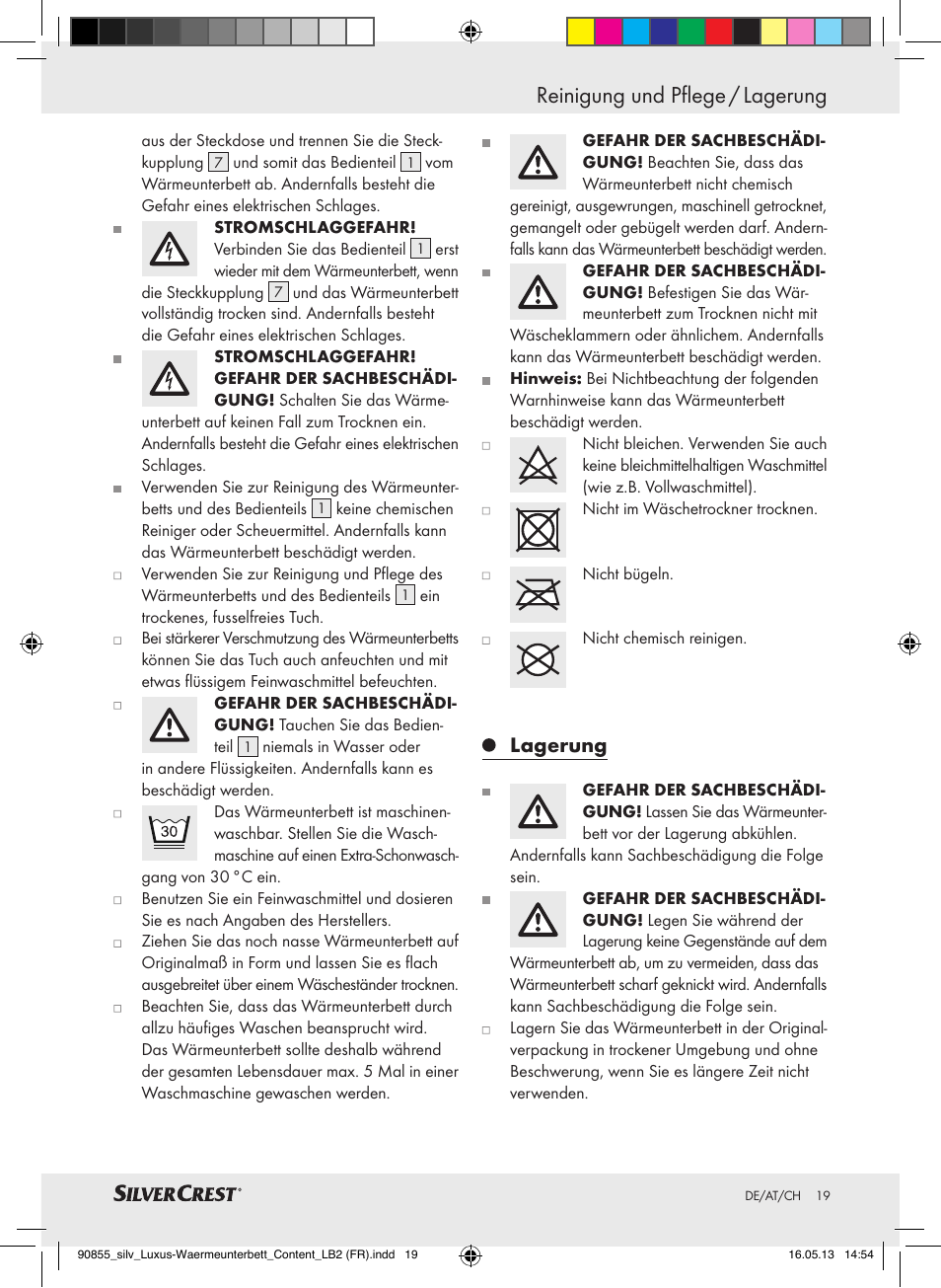 Reinigung und pflege / lagerung, Lagerung | Silvercrest SLUB 85 A1 User Manual | Page 19 / 29