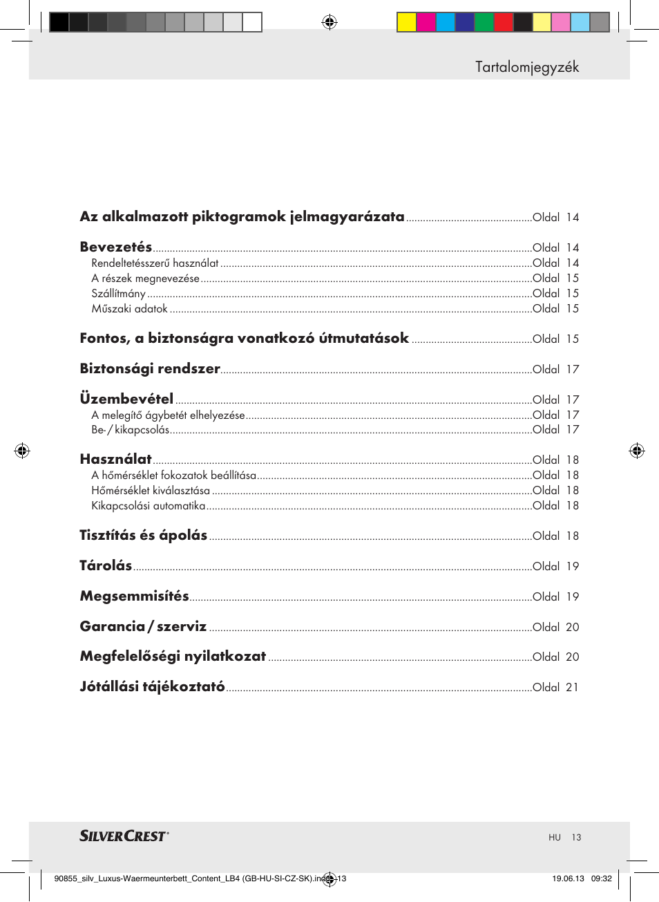 Tartalomjegyzék | Silvercrest SLUB 85 A1 User Manual | Page 13 / 57