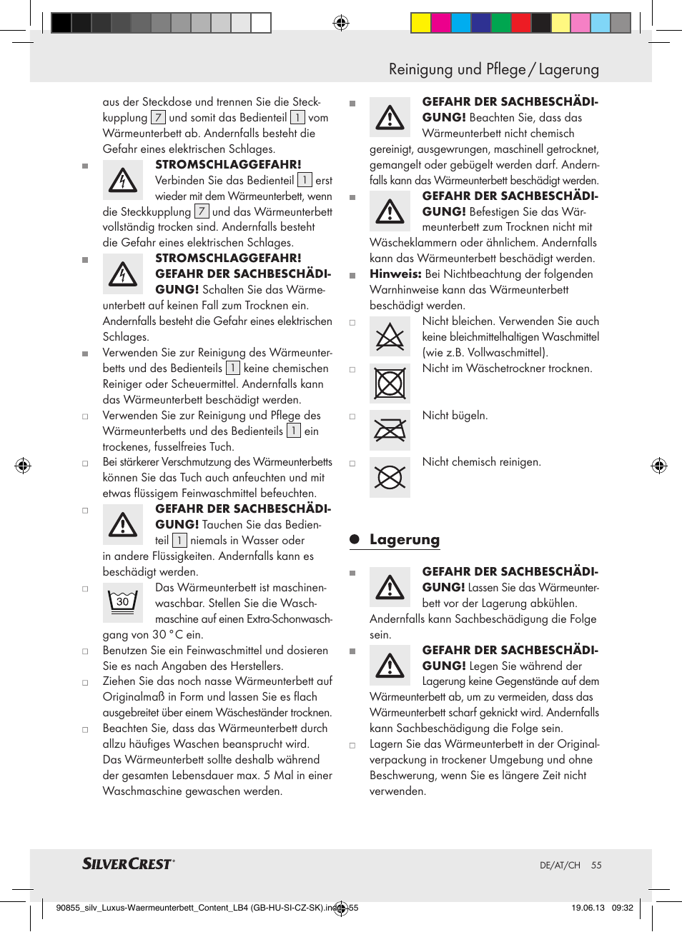 Reinigung und pflege / lagerung, Lagerung | Silvercrest SLUB 85 A1 User Manual | Page 55 / 57