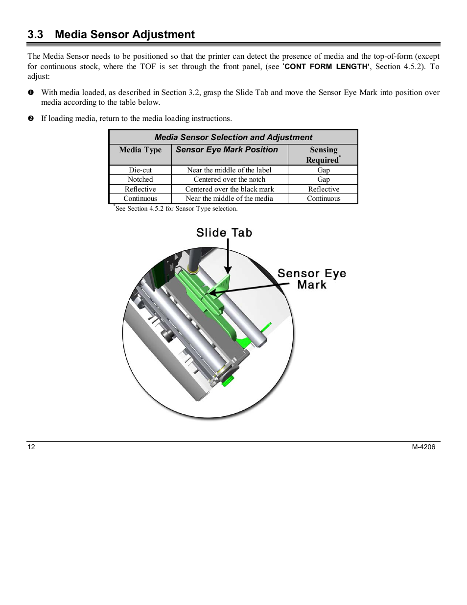 3 media sensor adjustment | Datamax M-Class Mark II M-4206 User Manual | Page 18 / 76