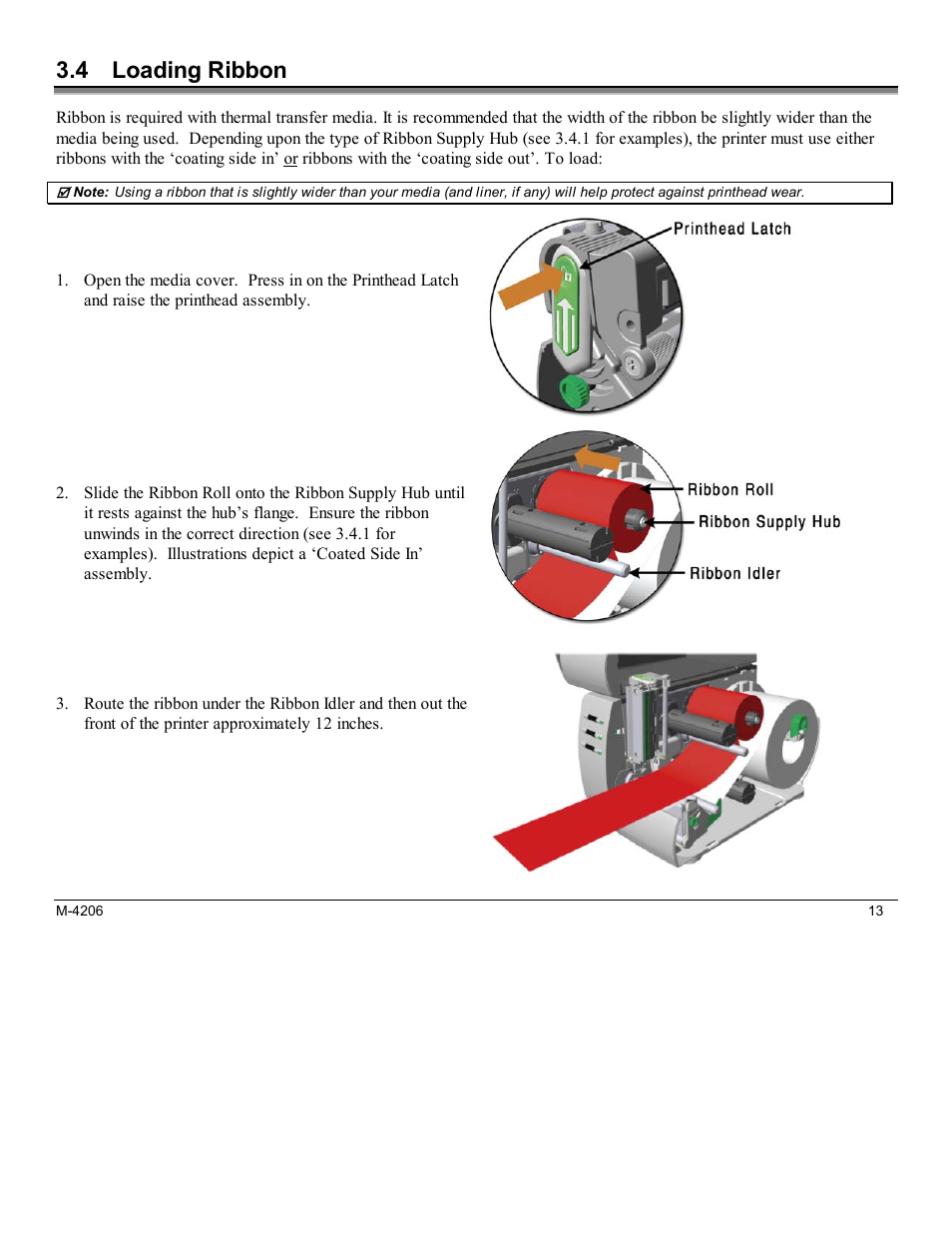 4 loading ribbon | Datamax M-Class Mark II M-4206 User Manual | Page 19 / 76