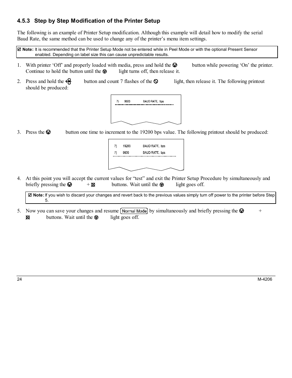 3 step by step modification of the printer setup | Datamax M-Class Mark II M-4206 User Manual | Page 30 / 76