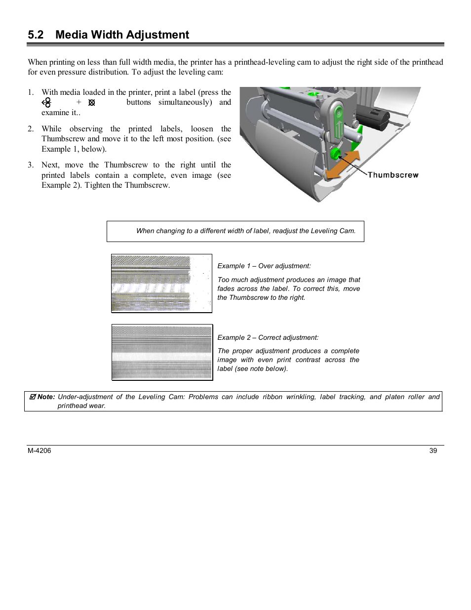 2 media width adjustment | Datamax M-Class Mark II M-4206 User Manual | Page 45 / 76