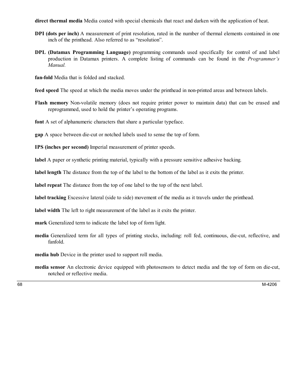 Datamax M-Class Mark II M-4206 User Manual | Page 74 / 76