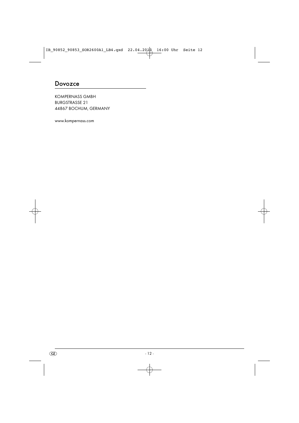 Dovozce | Silvercrest SOR 2600 A1 User Manual | Page 15 / 28