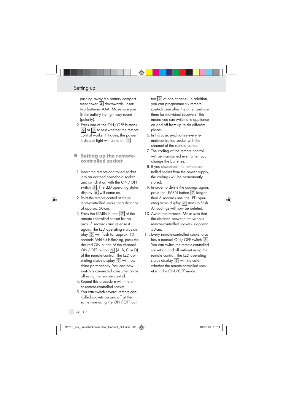 Setting up, Setting up the remote- controlled socket | Silvercrest Electrical Sockets User Manual | Page 32 / 37