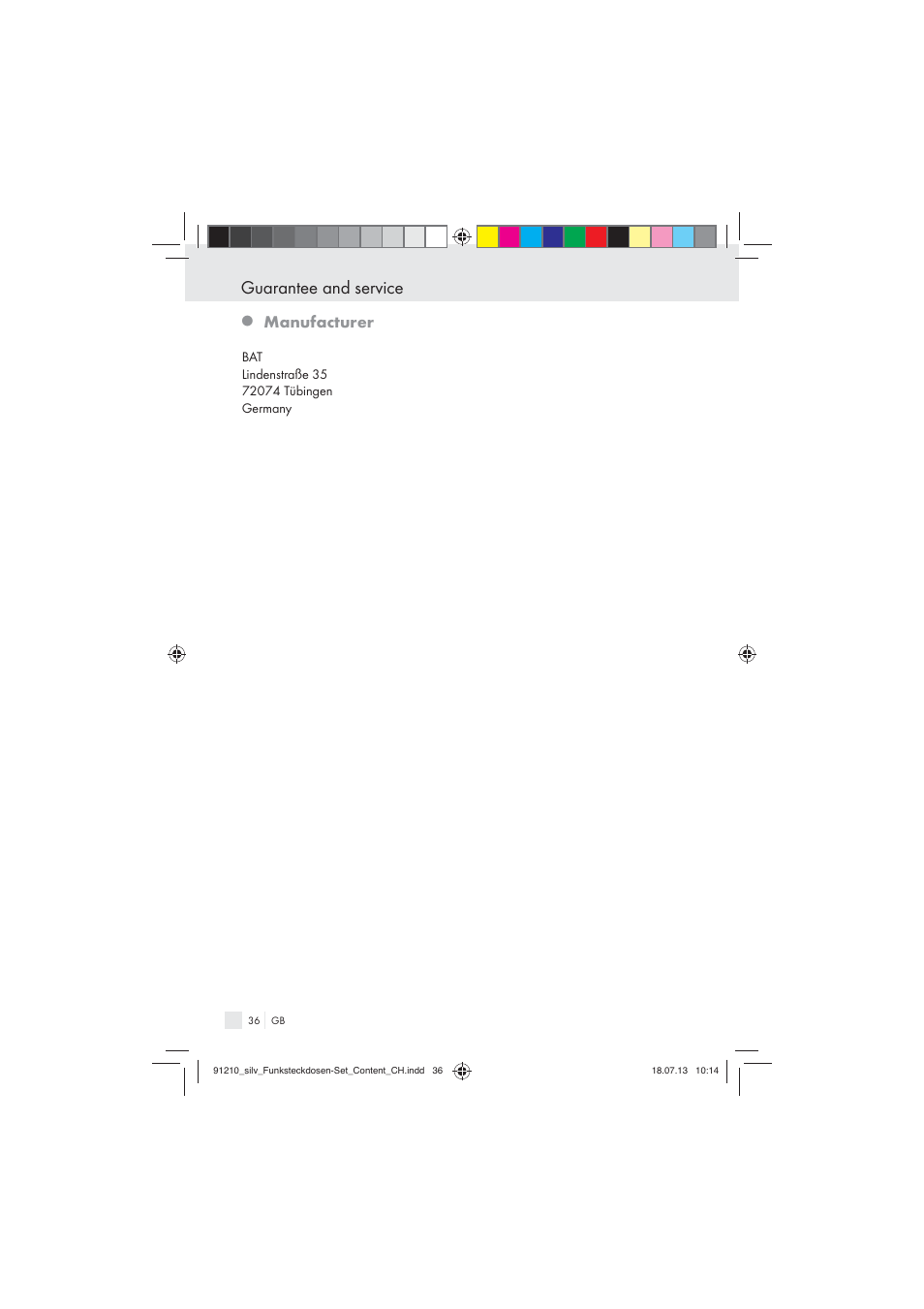 Guarantee and service, Manufacturer | Silvercrest Electrical Sockets User Manual | Page 36 / 37