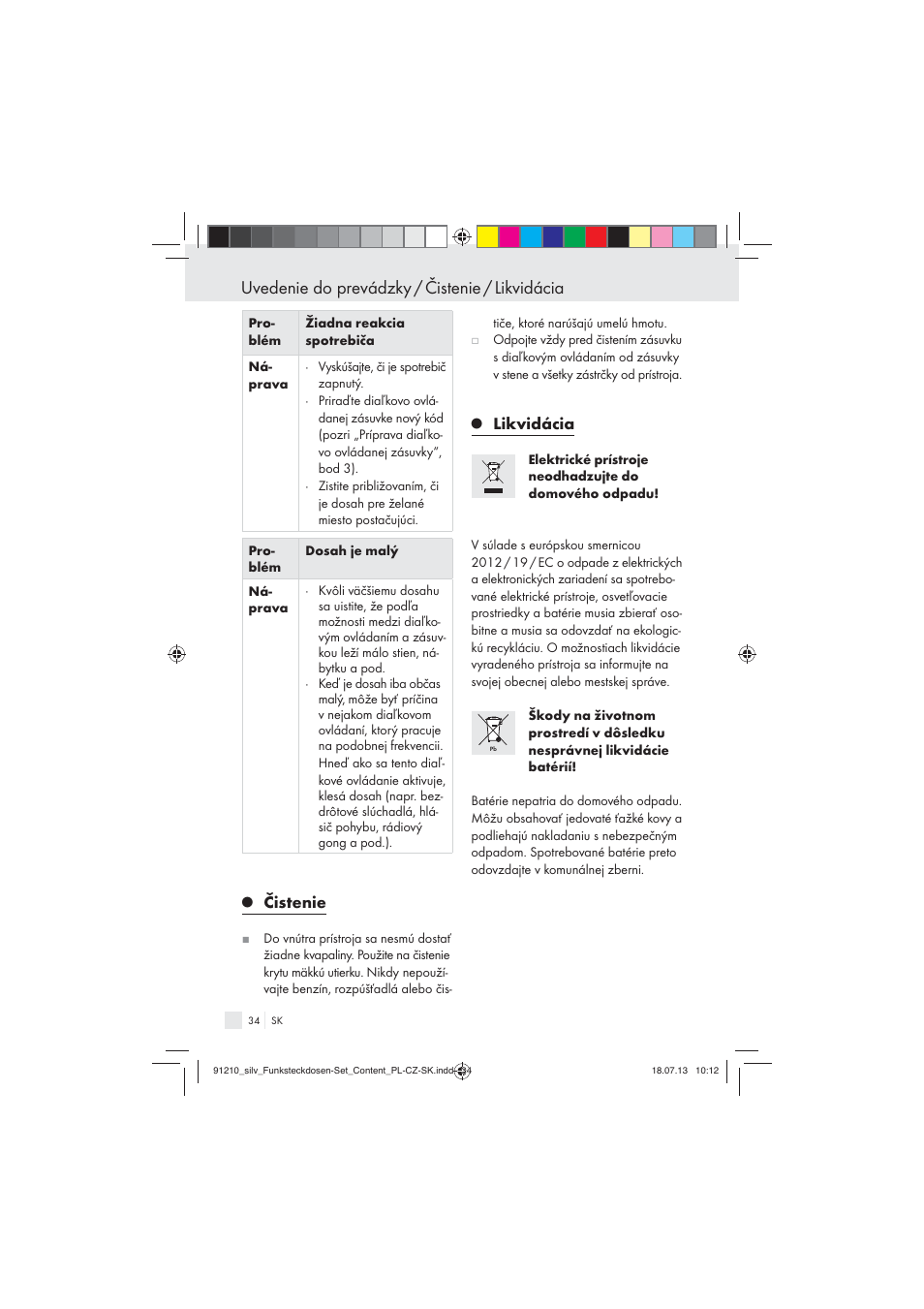 Uvedenie do prevádzky / čistenie / likvidácia, Čistenie, Likvidácia | Silvercrest Electrical Sockets User Manual | Page 34 / 45