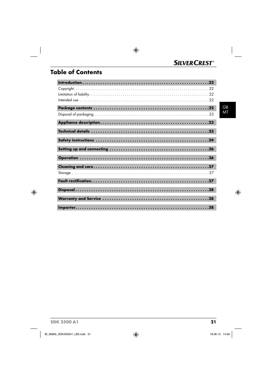 Silvercrest SDK 2500 A1 User Manual | Page 24 / 41