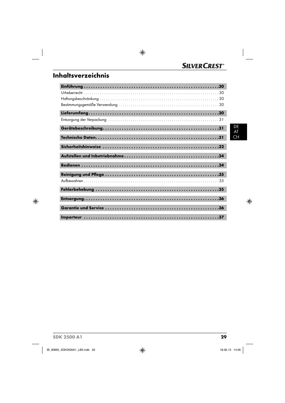 Silvercrest SDK 2500 A1 User Manual | Page 32 / 41